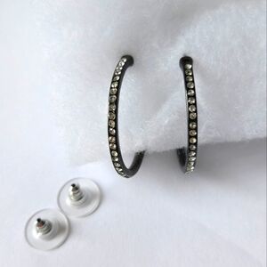 Elegant Black and Silver Hoop Earrings
